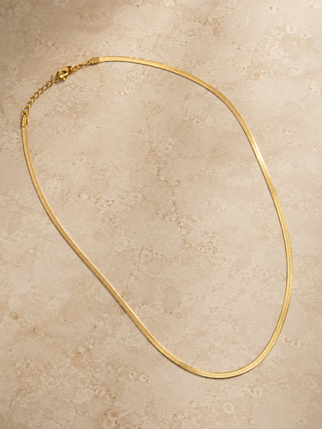 Gold Herringbone Chain Necklace | Anti-Tarnish
