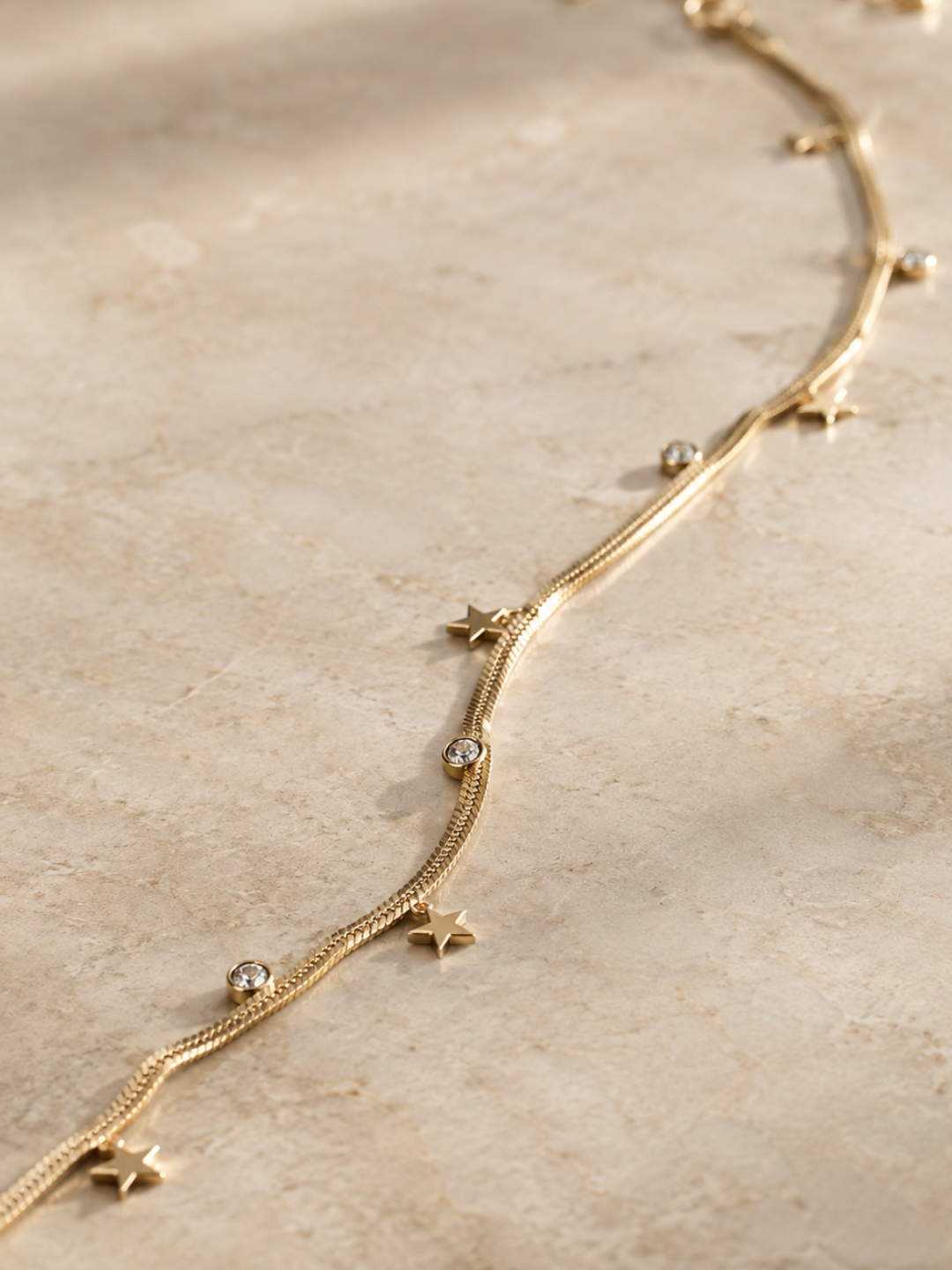 Gold-Plated Star Charm Necklace with Crystal Accents for Women