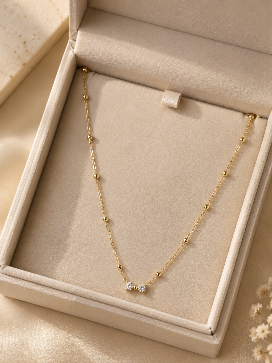 Dainty Crystal Bow Gold-Plated Necklace