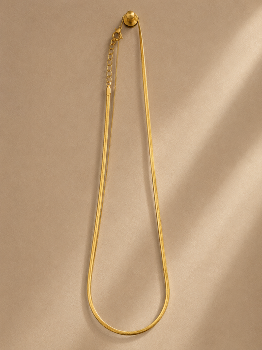 Gold Herringbone Chain Necklace | Anti-Tarnish